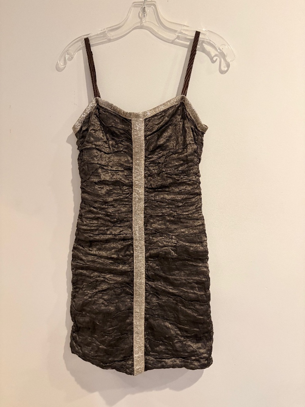 BCBG MaxAzria Mini Woven Dress Taffeta Size Small Smokey Topaz